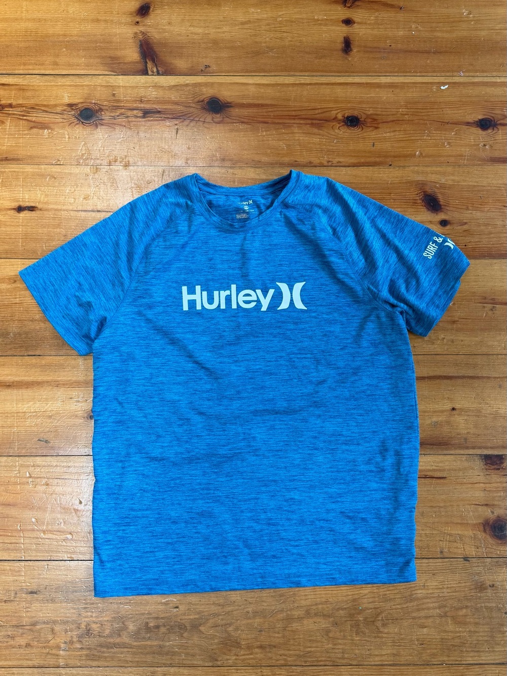 Hurley Blue Heathered Short Sleeve Rashguard - UPF 50+